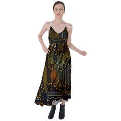 Circuits Circuit Board Orange Technology Tie Back Maxi Dress by Ndabl3x