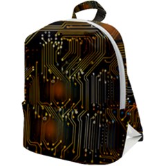 Circuits Circuit Board Orange Technology Zip Up Backpack by Ndabl3x