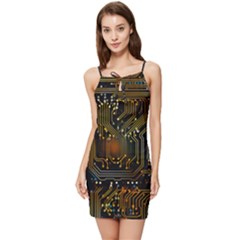 Circuits Circuit Board Orange Technology Summer Tie Front Dress by Ndabl3x