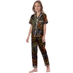 Circuits Circuit Board Orange Technology Kids  Satin Short Sleeve Pajamas Set by Ndabl3x