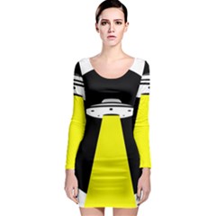 Ufo Flying Saucer Extraterrestrial Long Sleeve Bodycon Dress by Cendanart