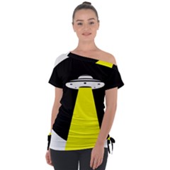 Ufo Flying Saucer Extraterrestrial Off Shoulder Tie-up T-shirt