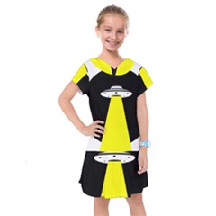 Ufo Flying Saucer Extraterrestrial Kids  Drop Waist Dress by Cendanart