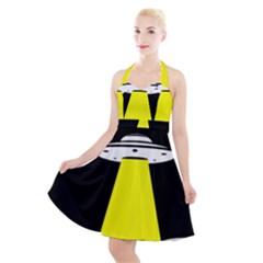 Ufo Flying Saucer Extraterrestrial Halter Party Swing Dress  by Cendanart