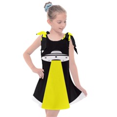 Ufo Flying Saucer Extraterrestrial Kids  Tie Up Tunic Dress by Cendanart