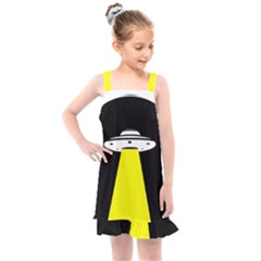 Ufo Flying Saucer Extraterrestrial Kids  Overall Dress by Cendanart