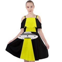 Ufo Flying Saucer Extraterrestrial Cut Out Shoulders Chiffon Dress by Cendanart