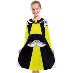 Ufo Flying Saucer Extraterrestrial Kids  Midi Sailor Dress by Cendanart