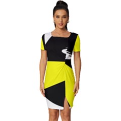 Ufo Flying Saucer Extraterrestrial Fitted Knot Split End Bodycon Dress by Cendanart