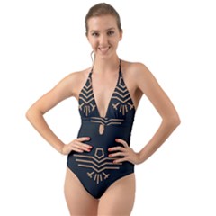 Eagle Bird Halter Cut-out One Piece Swimsuit by Cendanart