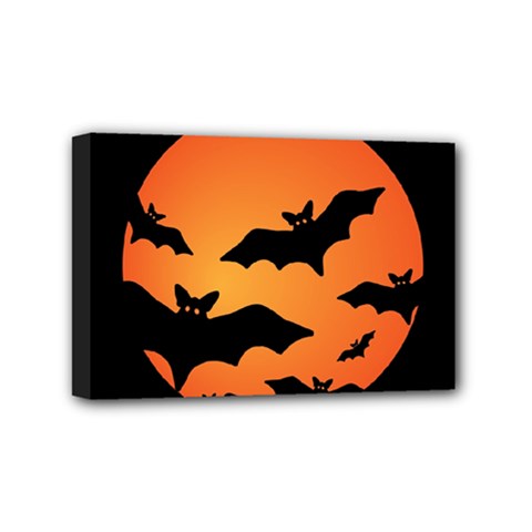 Halloween Bats Moon Full Moon Mini Canvas 6  X 4  (stretched)