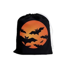 Halloween Bats Moon Full Moon Drawstring Pouch (large) by Cendanart