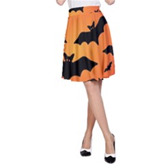 Halloween Bats Moon Full Moon A-line Skirt by Cendanart