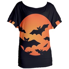 Halloween Bats Moon Full Moon Women s Oversized T-shirt