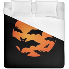 Halloween Bats Moon Full Moon Duvet Cover (king Size) by Cendanart