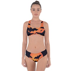 Halloween Bats Moon Full Moon Criss Cross Bikini Set by Cendanart