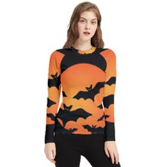 Halloween Bats Moon Full Moon Women s Long Sleeve Rash Guard by Cendanart