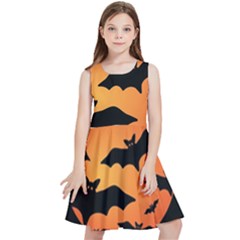 Halloween Bats Moon Full Moon Kids  Skater Dress by Cendanart