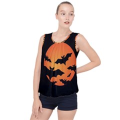 Halloween Bats Moon Full Moon Bubble Hem Chiffon Tank Top by Cendanart