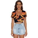 Halloween Bats Moon Full Moon V-Neck Crop Top View1