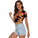 Halloween Bats Moon Full Moon V-Neck Crop Top View2