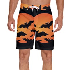 Halloween Bats Moon Full Moon Men s Beach Shorts by Cendanart