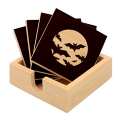 Halloween Bats Moon Full Moon Bamboo Coaster Set by Cendanart