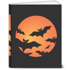 Halloween Bats Moon Full Moon 8  X 10  Softcover Notebook by Cendanart