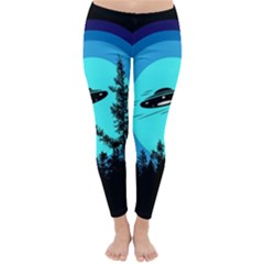 Ufo Alien Night Sky Night Classic Winter Leggings by Cendanart