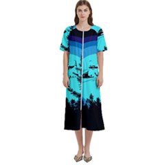 Ufo Alien Night Sky Night Women s Cotton Short Sleeve Night Gown by Cendanart