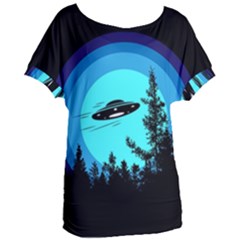 Ufo Alien Night Sky Night Women s Oversized T-shirt by Cendanart