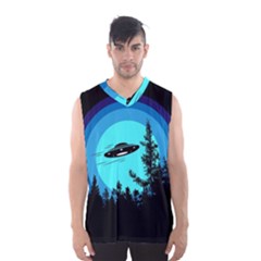 Ufo Alien Night Sky Night Men s Basketball Tank Top by Cendanart