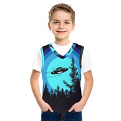 Ufo Alien Night Sky Night Kids  Basketball Tank Top by Cendanart