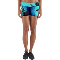 Ufo Alien Night Sky Night Yoga Shorts by Cendanart