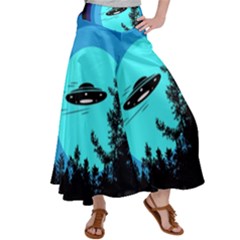 Ufo Alien Night Sky Night Women s Satin Palazzo Pants by Cendanart