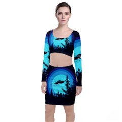 Ufo Alien Night Sky Night Top And Skirt Sets