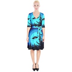 Ufo Alien Night Sky Night Wrap Up Cocktail Dress by Cendanart