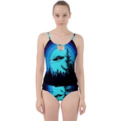 Ufo Alien Night Sky Night Cut Out Top Tankini Set by Cendanart