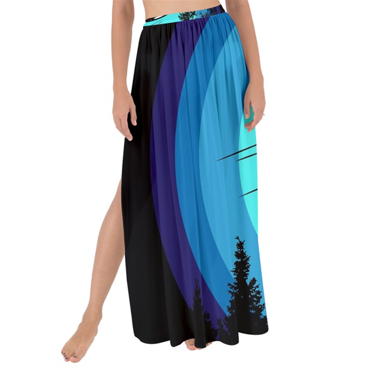 Ufo Alien Night Sky Night Maxi Chiffon Tie-Up Sarong