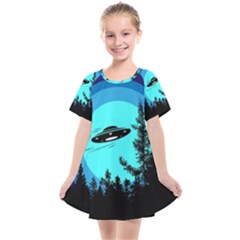 Ufo Alien Night Sky Night Kids  Smock Dress by Cendanart