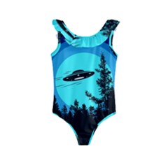 Ufo Alien Night Sky Night Kids  Frill Swimsuit by Cendanart