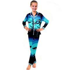 Ufo Alien Night Sky Night Kids  Satin Long Sleeve Pajamas Set by Cendanart