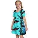 Ufo Alien Night Sky Night Kids  Short Sleeve Tiered Mini Dress View2