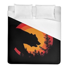 Forest Bear Silhouette Sunset Duvet Cover (full/ Double Size) by Cendanart