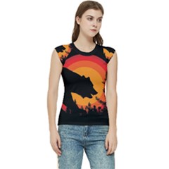 Forest Bear Silhouette Sunset Women s Raglan Cap Sleeve T-shirt by Cendanart