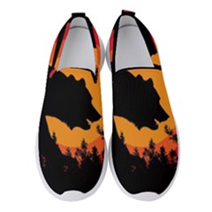 Forest Bear Silhouette Sunset Women s Slip On Sneakers by Cendanart