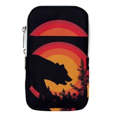 Forest Bear Silhouette Sunset Waist Pouch (small) by Cendanart