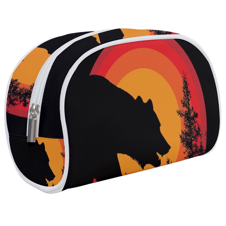 Forest Bear Silhouette Sunset Make Up Case (Medium)