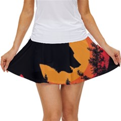 Forest Bear Silhouette Sunset Women s Skort by Cendanart