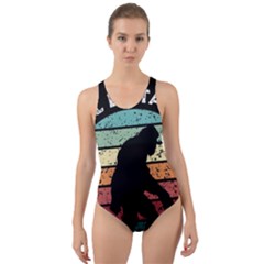 Monster Yeti Social Distance Monkey Cut-out Back One Piece Swimsuit by Cendanart